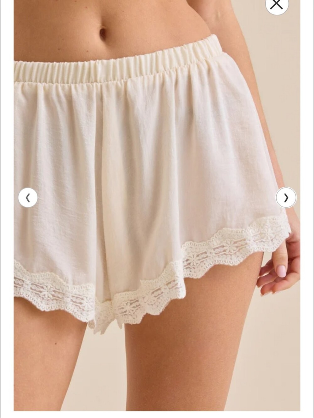 Altar'd State Cream Lace-Trim Sleep Shorts